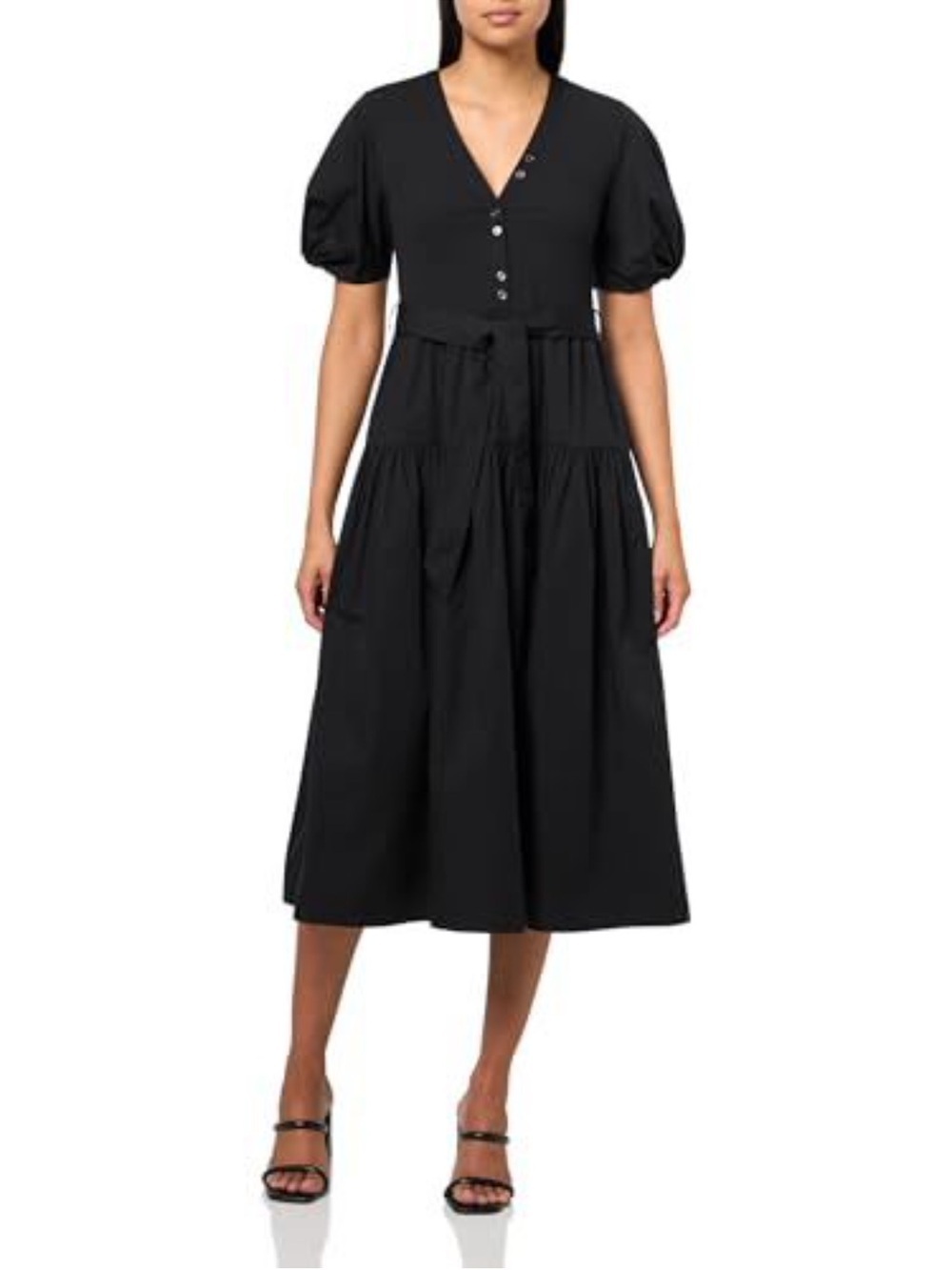Derek Lam 10 Crosby Natalia Mixed Media Dress, Black, size Large NWT